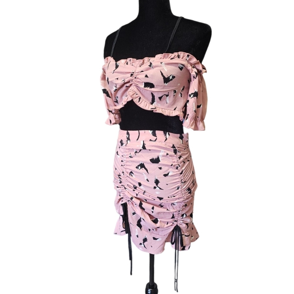 NWT Nasty Gal Leave Your Mark Crop Top And Ruched Skirt Set Size 2 - Picture 10 of 10